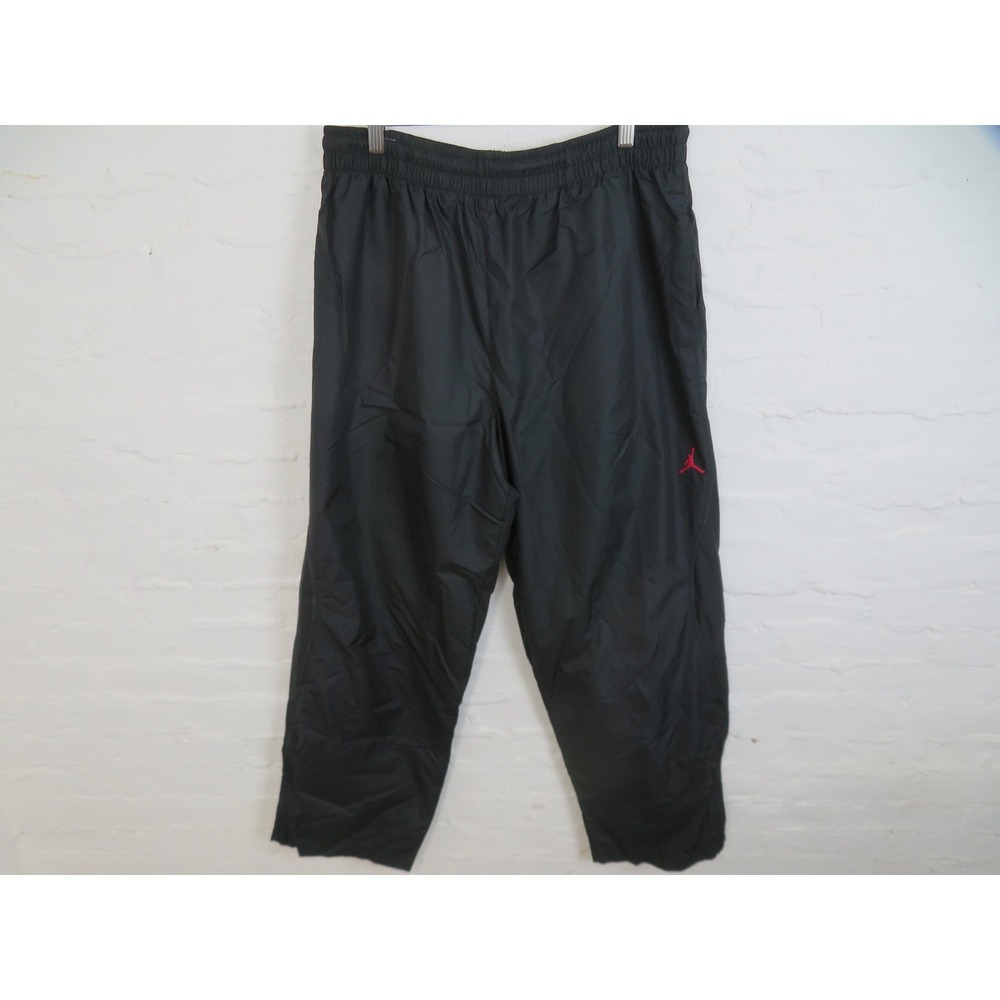 Vintage Jordan Track Pants Mens Large Baggy Black Lined Ankle Zip Windbreaker